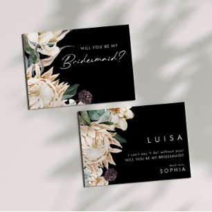 Weiße Flora Black Bridesmaid Vorschlag Einladung