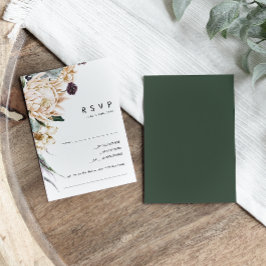 Weiße Flora | Dark Green Song Request RSVP Card Karte