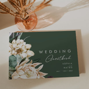 Weiße Flora Dark Green Wedding Guest Book Gästebuch