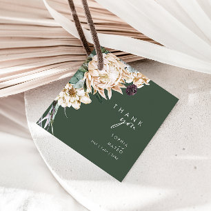 Weiße Flora Dunkelgrün Danke, dass Sie Tags bevo Geschenkanhänger