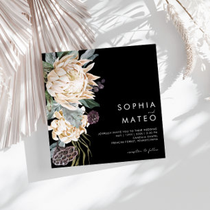 Weiße Flora Einladung zur Hochzeit am Schwarzen