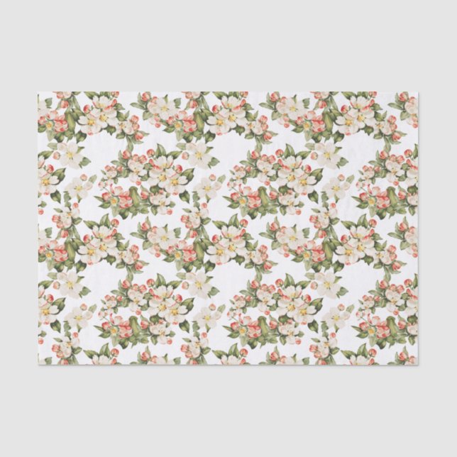 Weiße Flora Elegant Seidenpapier (Vorderseite)