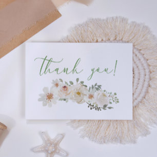 Weiße Flora Elegante Romantische Blumen Elegante Dankeskarte