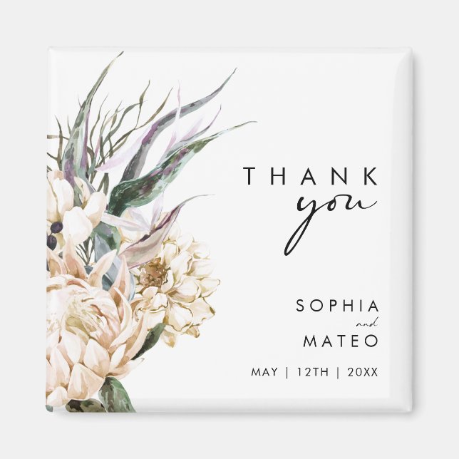 Weiße Flora | Gastgeschenk Hochzeit Magnet (Vorne)