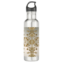 Weiße Flora Gold Verziertes Wasser Flasche Edelstahlflasche