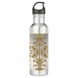 Weiße Flora Gold Verziertes Wasser Flasche Edelstahlflasche