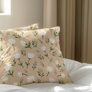 Weiße Flora im Vanilla Skandinavien Kissen