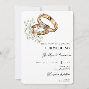 Weiße Flora mit Ringverheiratung Einladung