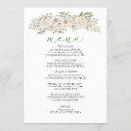 Weiße Flora Romantisches Hochzeitsmenü Menükarte