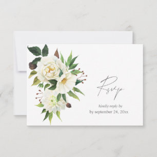 Weiße Flora und Grünflächen 2 mit Mahlzeiten RSVP Karte