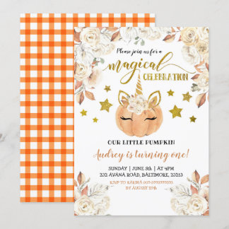 Weiße Flora Unicorn Kürbis macht einen Einladung