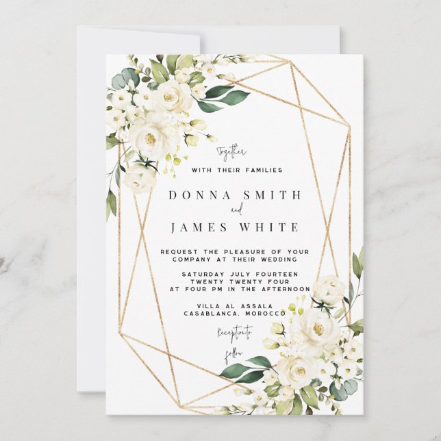Weiße Flora | White Hydrangea Einladung (Vorderseite)