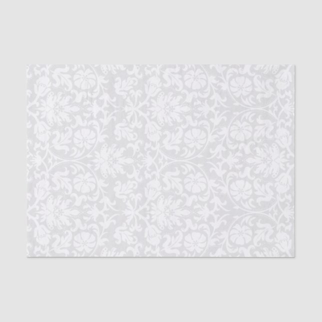 Weiße Floral Damast Seidenpapier (Vorderseite)