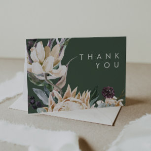 Weiße Floral Dunkelgrüne Dankeskarten Dankeskarte
