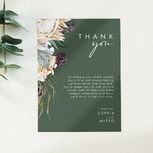 Weiße Floral Dunkelgrüne Dankeskarten für den Em Postkarte