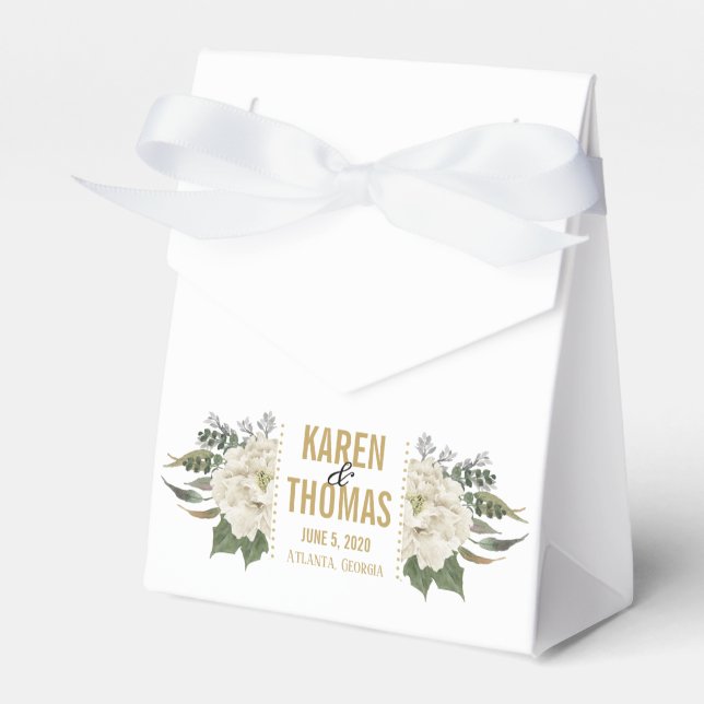 Weiße Floral Gefälligkeitsboxen Geschenkschachtel (Vorderseite)