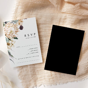Weiße Floral Schwarze Song Request RSVP Karte