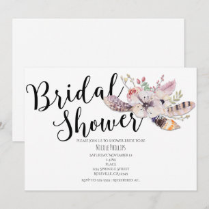 Weiße florale Boho-Chic-Hochzeits-Einladungskarten Einladung