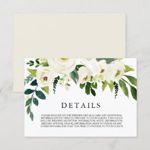 Weiße florale Creme schöne Hochzeits-Detailkarte Einladung