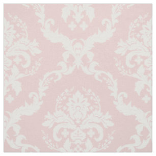 Weiße florale Damasken, in Pastellfarben, rosa im  Stoff