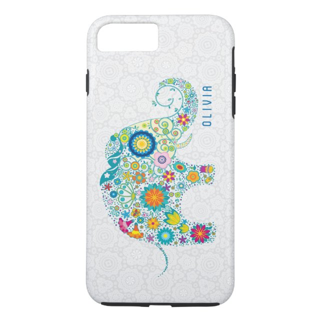 Weiße, florale Damaskus farbenfrohe Blumenlephäre Case-Mate iPhone Hülle (Rückseite)