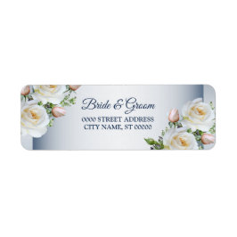 Weiße Florale Elegante Blaue Hochzeits-Rücksendead