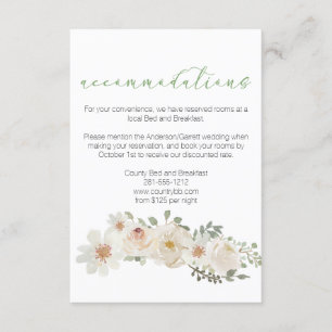 Weiße florale Elegante Hochzeitskarte Begleitkarte