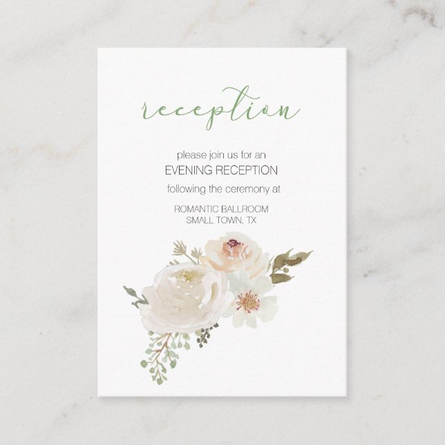 Weiße florale Elegante Hochzeitskarte Begleitkarte (Vorderseite)