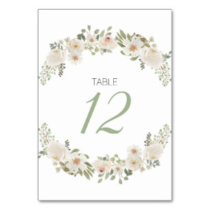 Weiße Florale Elegante Romantische Hochzeit Tischn Tischnummer