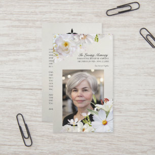Weiße Florale Gedenkkarte Visitenkarte
