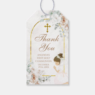Weiße Florale Goldene Kreuz Mädchen Erste Heilige Geschenkanhänger