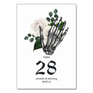 Weiße Florale Gothic Hochzeit Tischnummer