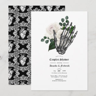 Weiße florale gotische Hochzeit Paare Dusche Einladung