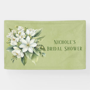 Weiße florale grüne Wasserfarbe Brautparty Banner