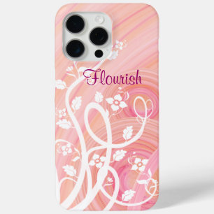 Weiße Florals über rosa und pfirsichfarbene Spiral Case-Mate iPhone Hülle