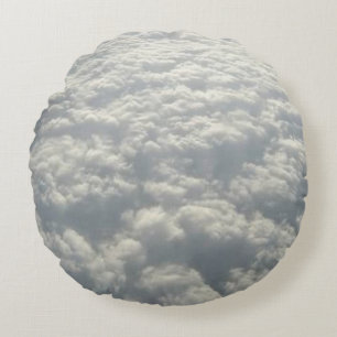 WEIßE FLUFFIGE WOLKEN RUNDES KISSEN