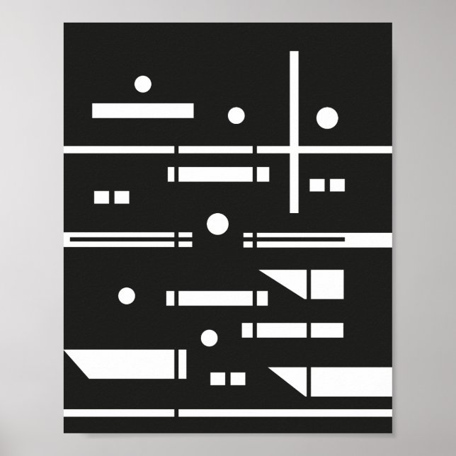 Weiße Formen auf schwarzem Hintergrund Poster (Vorne)
