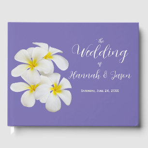 Weiße Frangipani-Blume, Periwinkle, Hochzeit Gästebuch