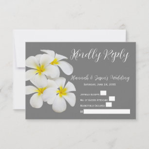 Weiße Frangipani-Blüten auf mittelgrau, RSVP Dankeskarte
