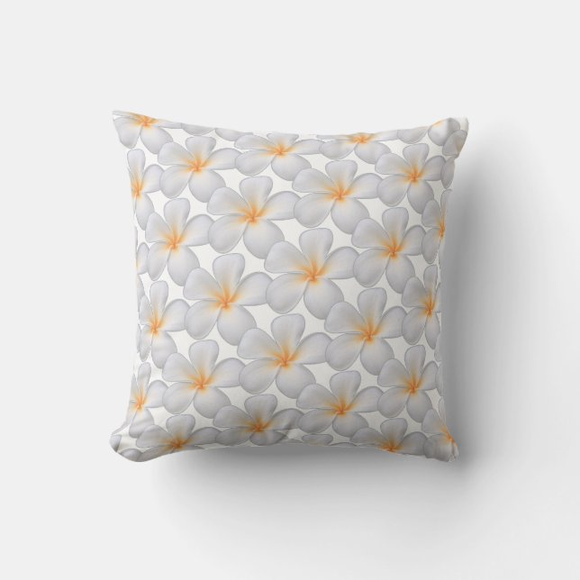 Weiße Frangipani Plumeria Blume Keuchkissen Kissen (Vorderseite)
