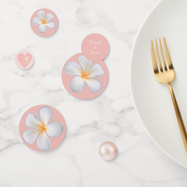 Weiße Frangipani Plumeria Blume & Pearl Wedding Konfetti (Gruppe)