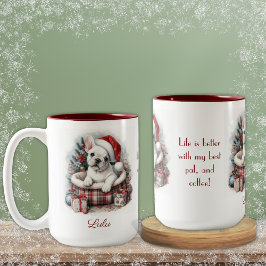 Weiße Franzosen in Niedlicher Weihnachtslandschaft Zweifarbige Tasse