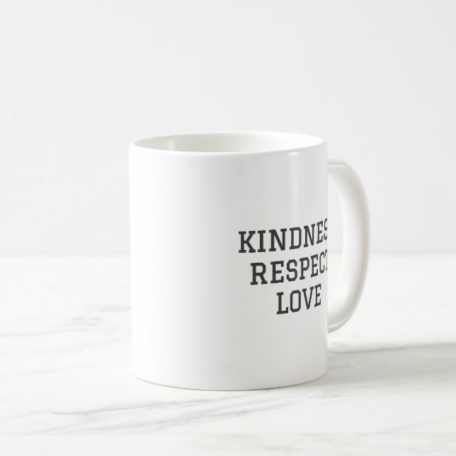 Weiße Freundlichkeit Respekt Liebe Tasse (VorderseiteRechts)