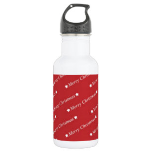 Weiße frohe Weihnachten auf rotem Hintergrund Trinkflasche