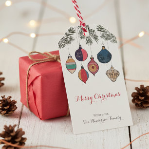 Weiße frohe Weihnachten Vintage Weihnachtsschmuck Geschenkanhänger