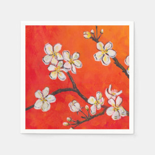 Weiße Fruchtblüten Orangefarbener Duft des Frühlin Serviette