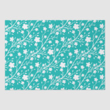 Weiße Frühlingsblüten Blume Muster auf Aquamarinen