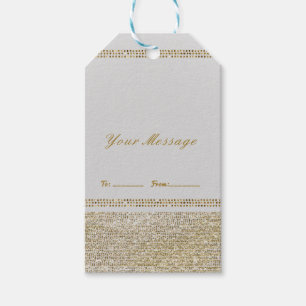 Weiße & funkelnde Gold Glam Chic Party Favor Geschenkanhänger