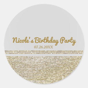 Weiße & funkelnde goldene glamouröse Chic-Partyges Runder Aufkleber
