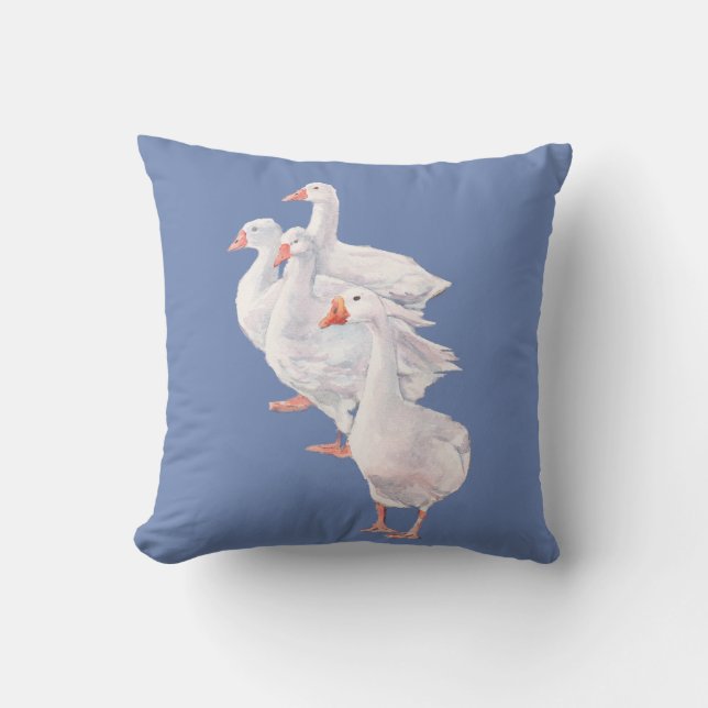 Weiße Gans-ursprüngliches Kunst-Kissen Kissen (Vorderseite)